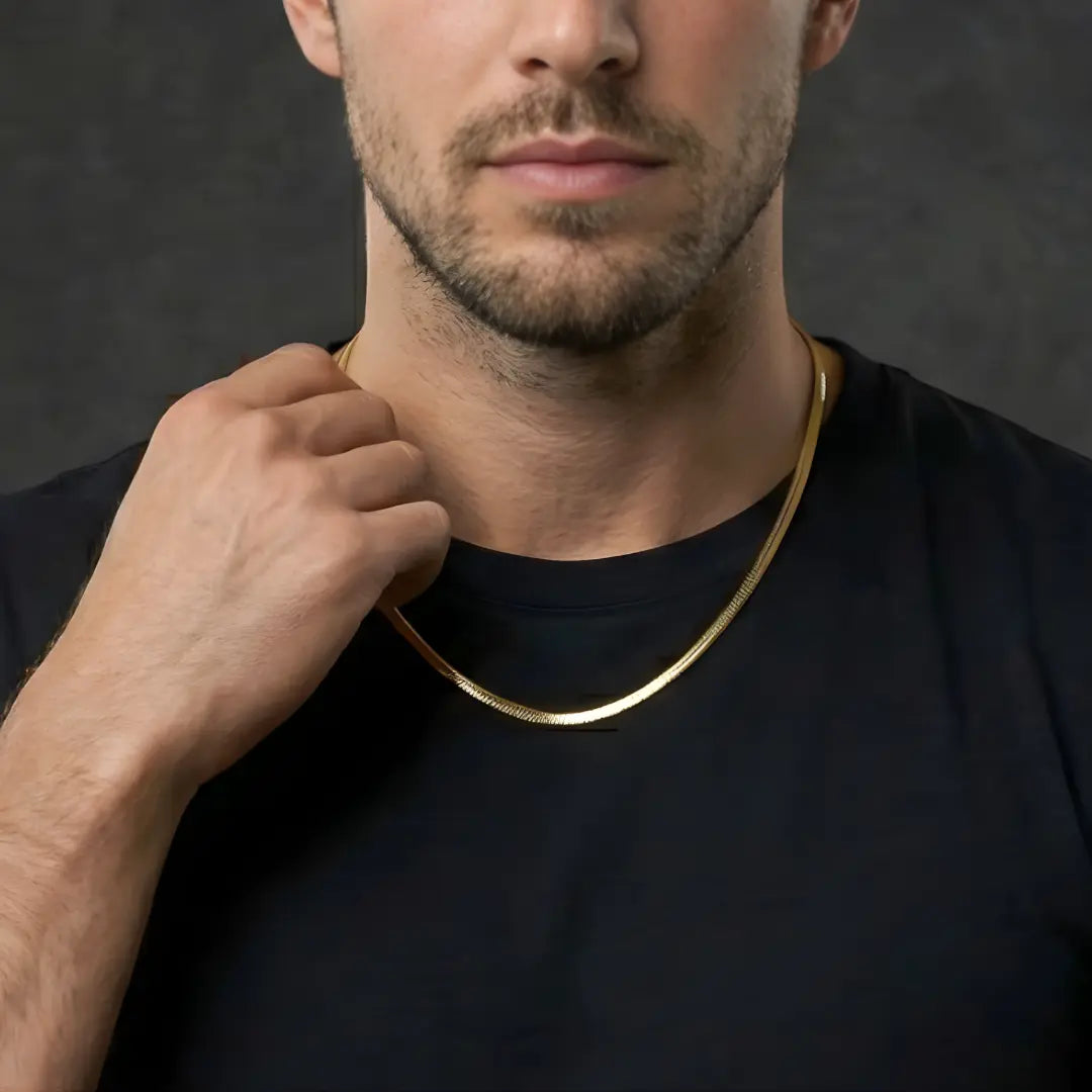 18K Gold Filled Herringbone Snake Chain Necklace – Sleek Flat Snake Chain